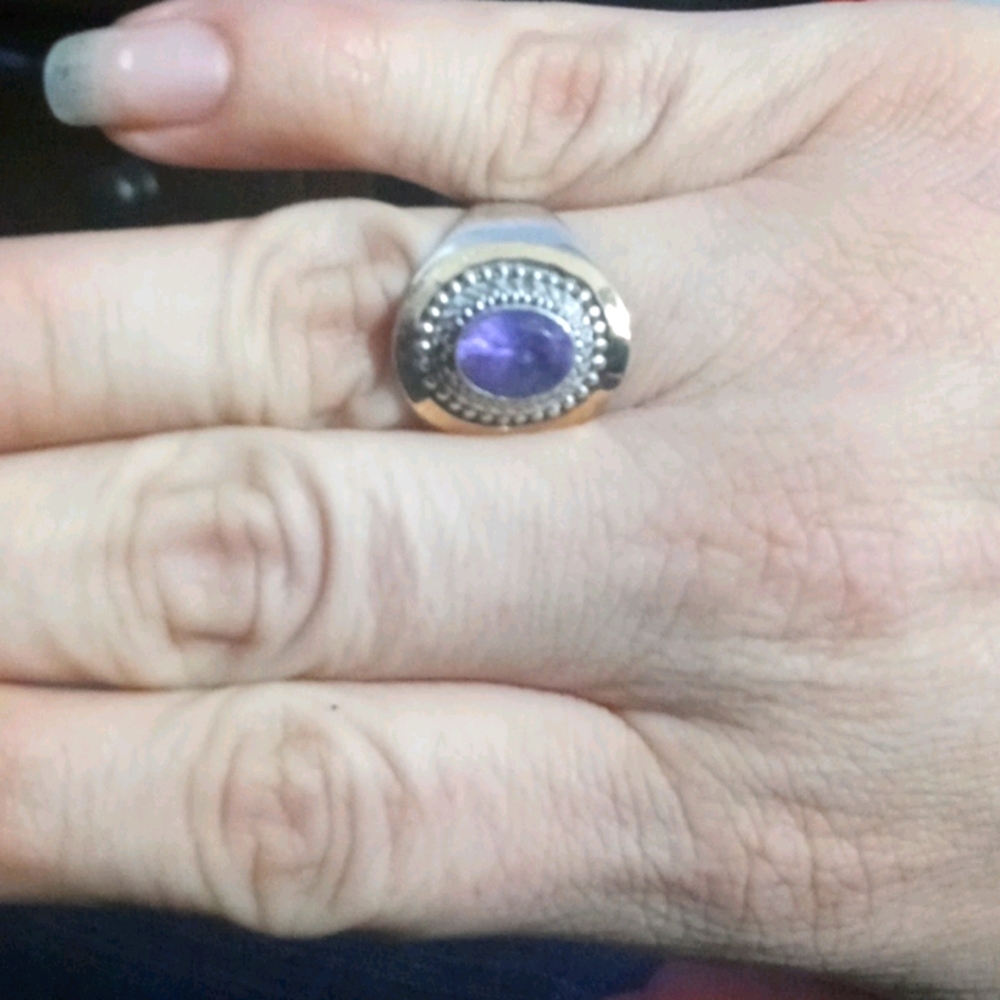Amethyst 18K yellow gold and Sterling silver